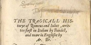 Top half of the Title Page of "Tragicall Historye of Romeus and Juliet" in 1562